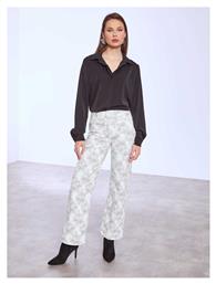 Γυναικείο Τζιν Wide Leg Τύπωμα Loose Fit Λευκό Celestino