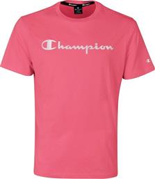 Champion Ανδρικό T-shirt Ροζ με Λογότυπο