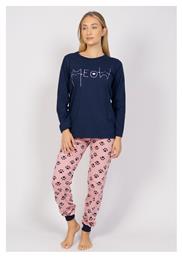Χειμερινό Γυναικείο Σετ Πιτζάμας Μπλε Cherry Underwear