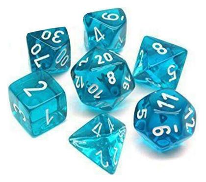 Dungeons & Dragons Translucent Teal/white Mini Polyhedral 7-die Set Dice 7τμχ Translucent Teal/White Mini Polyhedral Chessex