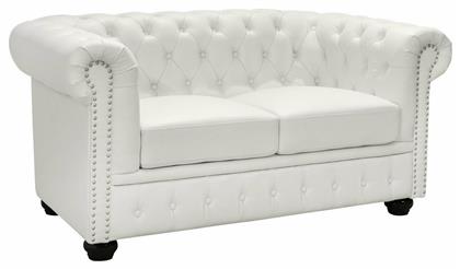 Chesterfield Διθέσιος Καναπές Δερματίνη Λευκός 155x90εκ. HomeMarkt