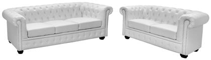 Chesterfield Λευκό Ματ 3θέσιος & 2θέσιος - HomeMarkt