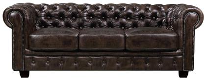 Chesterfield 689 Τριθέσιος 201x92x72εκ. Καφέ - Woodwell