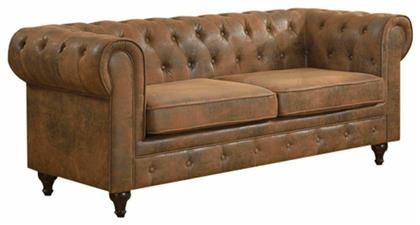 Chesterfield Τριθέσιος 190x82x77εκ. Antique Καφέ Camel - Woodwell