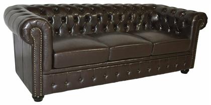 Chesterfield Τριθέσιος Καφέ 208x90x73εκ. HomeMarkt