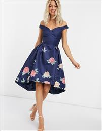 Chi Chi London off shoulder floral midi dress in navy από το Asos
