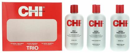 Trio Kit Infra Shampoo 355ml, Infra Treatment 355ml & Silk Infusion 355ml Σετ Θεραπείας Μαλλιών με Κερατίνη CHI