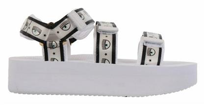 Δερμάτινα Γυναικεία Σανδάλια Sporty Flatforms σε Λευκό Χρώμα Chiara Ferragni