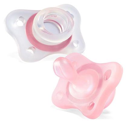 Πιπίλες Σιλικόνης για 0-2 μηνών με Θήκη Pink 2τμχ Chicco