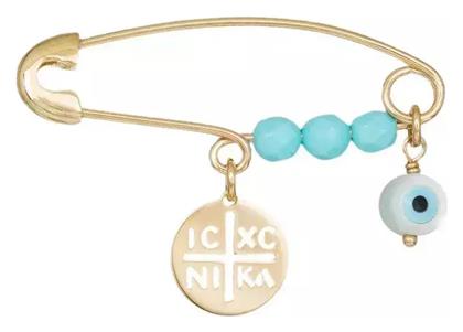 Χρυσή Παραμάνα Κ9 Κωνσταντινάτο Μπλε Πέτρες 045940 045940 Χρυσός 9 Καράτια - Kosmima24