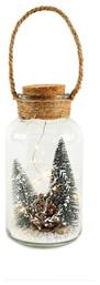Χριστουγεννιάτικο Φωτιζόμενο LED Μεγάλο XMAS Glass Jar Θερμό Λευκό Μπαταρίας IP20 10x10x20cm - Aca