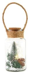 Χριστουγεννιάτικο Φωτιζόμενο LED XMAS Glass Jar Θερμό Λευκό Μπαταρίας IP20 8x8x16.5cm - Aca