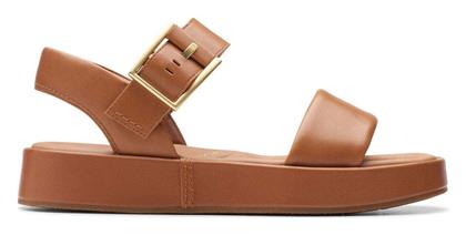 Δερμάτινα Γυναικεία Σανδάλια Flatforms σε Ταμπά Χρώμα Clarks