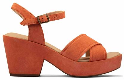 Maritsa 70Strap Δερμάτινα Ανατομικά Πέδιλα σε Πορτοκαλί Χρώμα Clarks