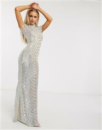 Club L London sequin geo print high neck maxi dress in cream από το Asos