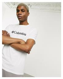 Basic Ανδρικό T-shirt Λευκό με Λογότυπο Columbia