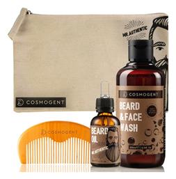 Σετ Περιποίησης για Γένια Mr. Authentic με Λάδι 30ml, Σαπούνι 200ml & Χτένα Cosmogent