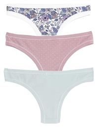 Brasiliano Βαμβακερά Γυναικεία Slip 3Pack Πολλαπλά Cotonella