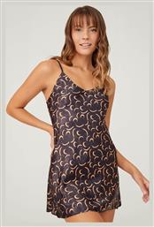 Καλοκαιρινό Σατέν Γυναικείο Νυχτικό Black Printed CottonHill