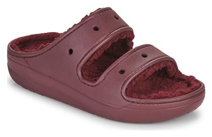 Classic Παντόφλες με Γούνα Μπορντό Crocs