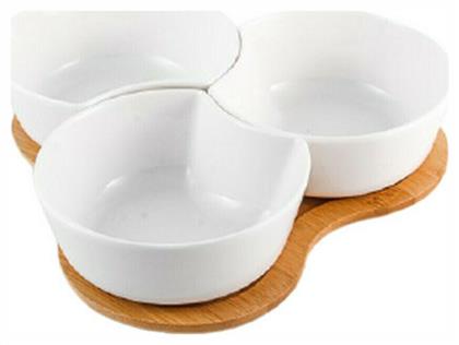 Lotos Ορντεβιέρα 3 Θέσεων με Βάση από Πορσελάνη Λευκή Ø21xY21cm Π21xΜ21xΥ21cm 3τμχ Cryspo Trio