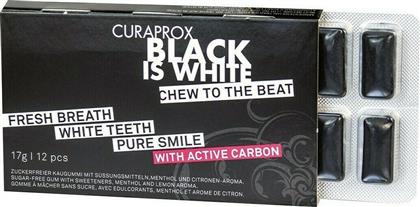 Curaprox 12 Τσίχλες Black is White με Ενεργό Άνθρακα με Γεύση Λεμόνι - Μέντα 17gr από το Pharm24