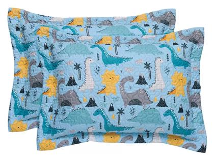 Cute Dinos Σετ Παιδικές Μαξιλαροθήκες 50x70εκ. Blue, Grey Das Home