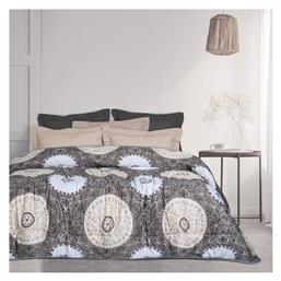 Πάπλωμα Υπέρδιπλο με Γέμιση Microfiber 220x240εκ. Happy Γκρι - Μαυρο - Σομον Das Home