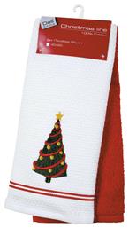 Σετ Χριστουγεννιάτικες Πετσέτες Υφασμάτινες Κόκκινες Μ60xΠ40εκ. 2τμχ Das Home