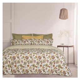 Σετ Σεντόνια Υπέρδιπλα με Λάστιχο 170x200x35εκ. Casual 5409 Εκρου - Κοκκινο - Πρασινο Das Home