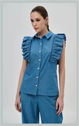 Αμάνικο Γυναικείο Τζιν Πουκάμισο Denim Dejavu
