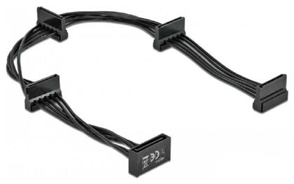 15-Pin Sata male - 4x 15-Pin Sata female Cable 0.40m Μαύρο (60395) DeLock