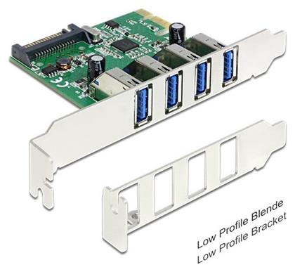Κάρτα PCIe σε 4 θύρες USB 3.0 DeLock