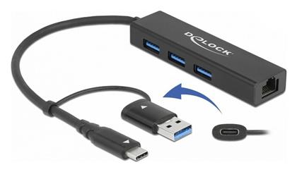 USB 3.2 Hub 3 Θυρών με σύνδεση USB-C / Ethernet DeLock