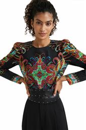 Desigual Blus Ravvel Μακρυμάνικο Γυναικείο Top Μαύρο από το Notos