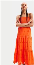 Desigual Καλοκαιρινό Maxi Φόρεμα με Βολάν Πορτοκαλί