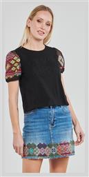 Κοντομάνικο Crop Top Μαύρο Desigual