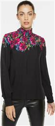 Desigual Petunia Μακρυμάνικο Γυναικείο Top με Ζιβάγκο Μαύρο από το Notos