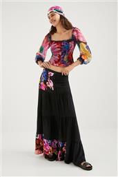 Desigual Ψηλόμεση Maxi Φούστα Floral σε Μαύρο χρώμα
