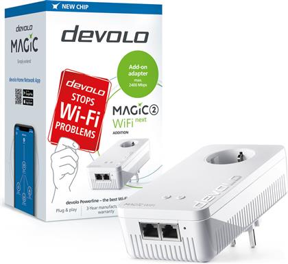 Devolo Magic 2 WiFi next Powerline για Ασύρματη Σύνδεση Wi‑Fi 5 με Passthrough Πρίζα και 2 Θύρες Gigabit Ethernet από το e-shop