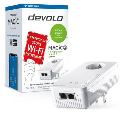 Devolo Magic 2 WiFi next Powerline για Ασύρματη Σύνδεση Wi‑Fi 5 με Passthrough Πρίζα και 2 Θύρες Gigabit Ethernet από το e-shop