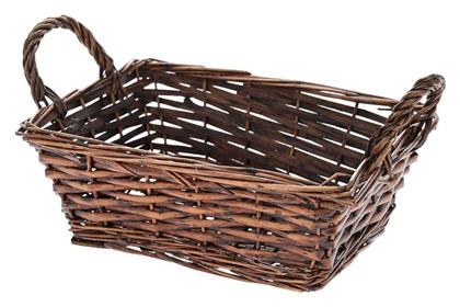 Διακοσμητικό Καλάθι Ξύλινο με Χερούλια Καφέ 24x18x9εκ. Iliadis