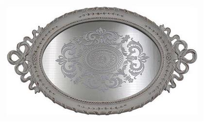 Διακοσμητικός Δίσκος Μεταλλικός Οβάλ με Καθρέπτη 39.5x3.5x23.5cm - Estheti