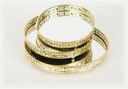 Διακοσμητικός Δίσκος Μεταλλικός Στρογγυλός με Καθρέπτη 25x25x4cm 3τμχ - Estheti