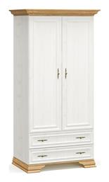 Δίφυλλη Ντουλάπα Ρούχων Jaden Golden Oak / Λευκό Antique 101x62x197cm - Pakketo