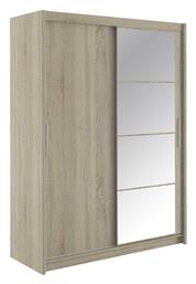 Δίφυλλη Συρόμενη με Καθρέπτη Elodie 160x61x216cm Sonoma - Pakketo