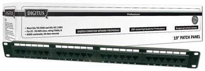 Patch Panel Unshielded για Rack 1U 19'' 24 Θυρών cat6 Μαύρο Digitus