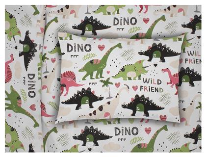 Dinosaur 518 Βρεφική Μαξιλαροθήκη από 100% Βαμβάκι Πολύχρωμη 35x45εκ. Dimcol