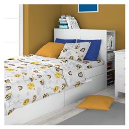 Honey Bee 545 Σετ Σεντόνια Ημίδιπλα Βαμβακερά White / Yellow 160x240cm 3τμχ Dimcol
