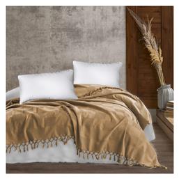 Jacquard Κουβέρτα Πικέ Υπέρδιπλη με Κρόσσια 220x240εκ. Golden Beige Dimcol